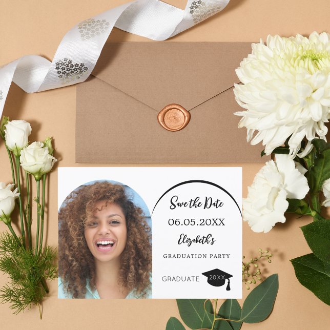 Reserve A Data Arco de foto simples moderno Festa de Graduação (Criador carregado)