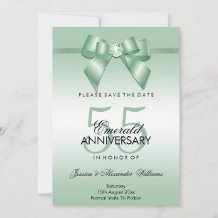 Reserve A Data Arco e Fita de Gema Esmeralda 55º Aniversário de C