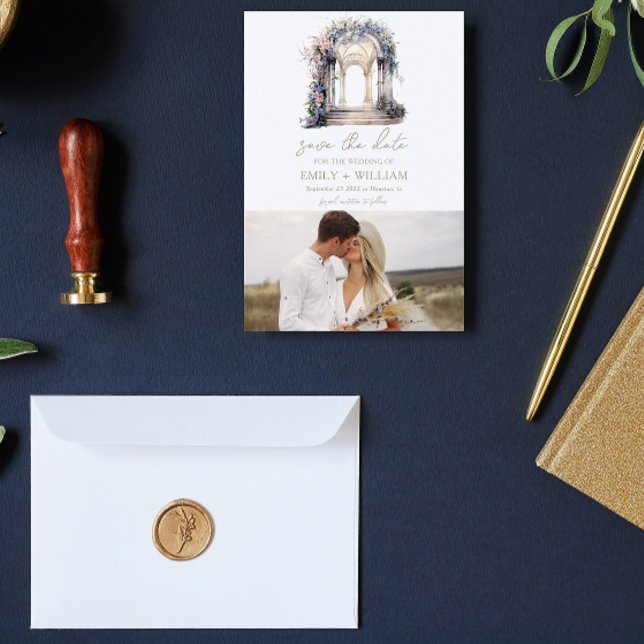 Reserve A Data Arco Floral Casamento Aquarela Salve o Dia (Criador carregado)