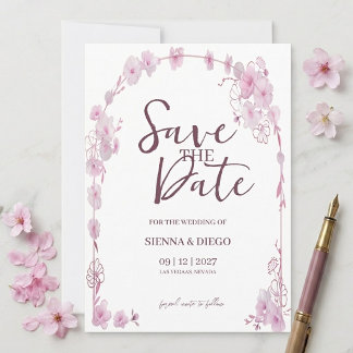 Reserve A Data Arco Floral de Orquídea Rosa - Casamento Elegante