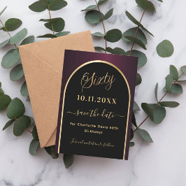 Reserve A Data Arco preto de ouro burgundy, 60 anos