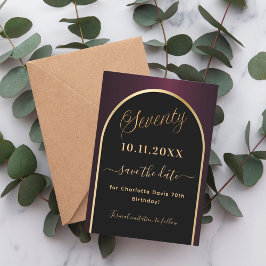 Reserve A Data Arco preto de ouro preto de 70 aniversário