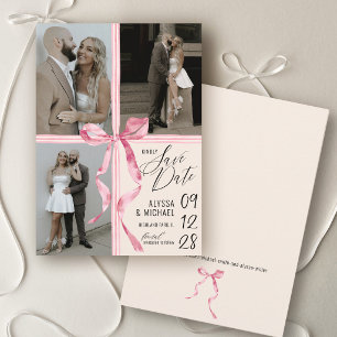 Reserve A Data Arco Rosa Aquarela Moderna 3 Foto Casamento Marfim