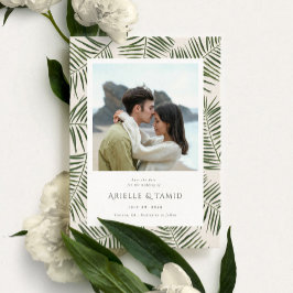 Reserve A Data Areca Modern Watercolor Palm Wedding