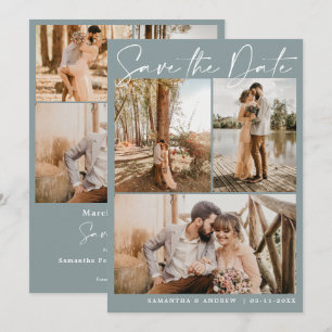 Reserve A Data Argumento azul moderno 6 foto casamento salvar dat