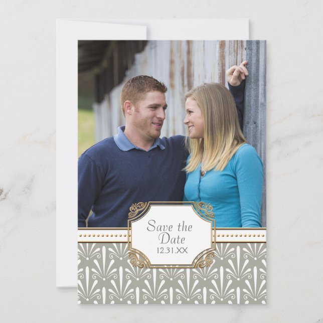 Reserve A Data Art Deco Nouveau Modern Fan Shell Padrão (Frente)