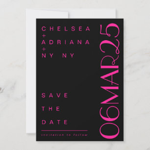 Reserve A Data Art Deco Typografia Pink Black Weding