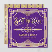 Art Deco Weding Elegante Dourado Excelente Roxo Ga