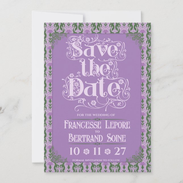 Reserve A Data Art Nouveau Elegant Thistle Royal Lavender (Frente)