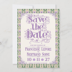 Reserve A Data Art Nouveau Elegante Cardo Manteiga Amarelo