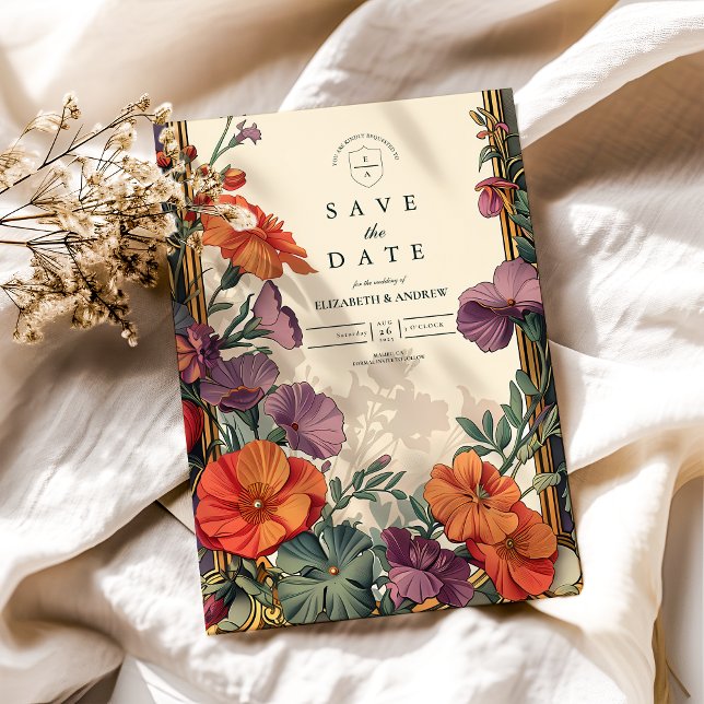 Reserve A Data Art Nouveau Sunset Floral Wedding (Criador carregado)