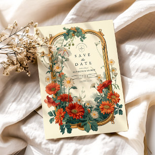 Reserve A Data Art Nouveau Wildflower Frame Weding
