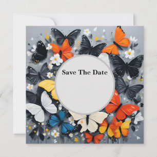 Reserve A Data Arte acrílica colorida borboleta dançante