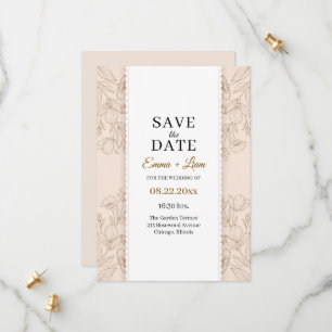Reserve A Data Arte Botânico Vintage em Linha Reta Casamento Salv