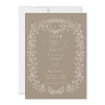 Arte de linha floral bege e Taupe