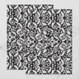 Reserve A Data Arte de Padrão Paisley – Contorno Floral Ornamenta