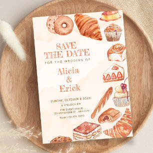 Reserve A Data Arte de pastelaria de pão de comida de casamento