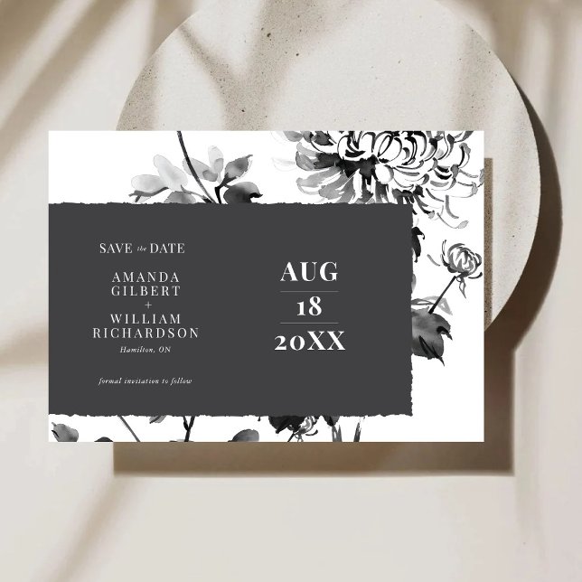 Reserve A Data Arte De Tinta Chrysanthemum Salve A Placa De Data (Criador carregado)