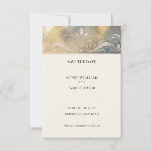 Reserve A Data Arte Deco Floral Dourado Save The Date