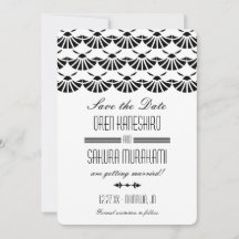 Arte Deco Oriental Branco Estilo Save The Date
