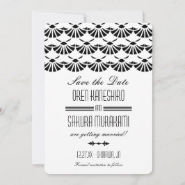 Reserve A Data Arte Deco Oriental Branco Estilo Save The Date