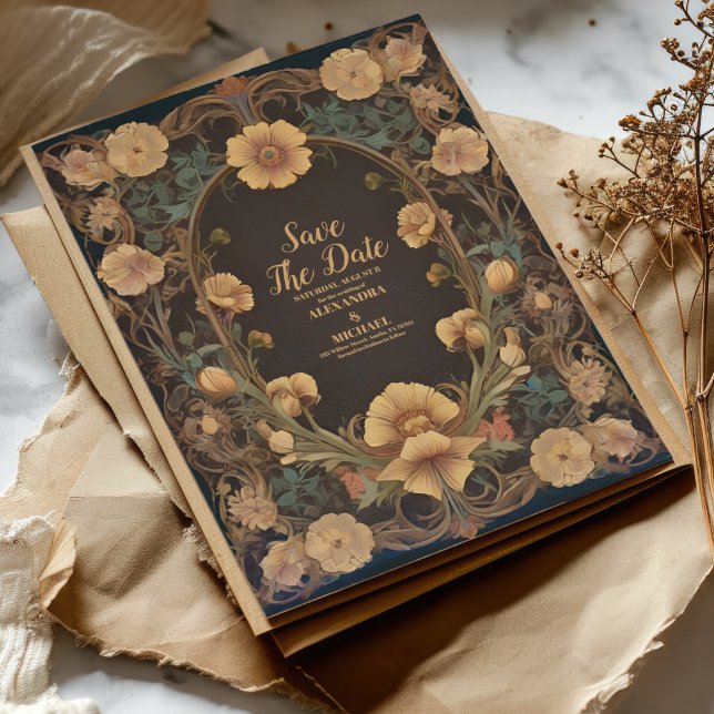 Reserve A Data Arte Floral Decorativa Nouveau Casamento (Criador carregado)