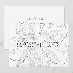 Reserve A Data Arte Linear Floral Preto e Branco Elegante