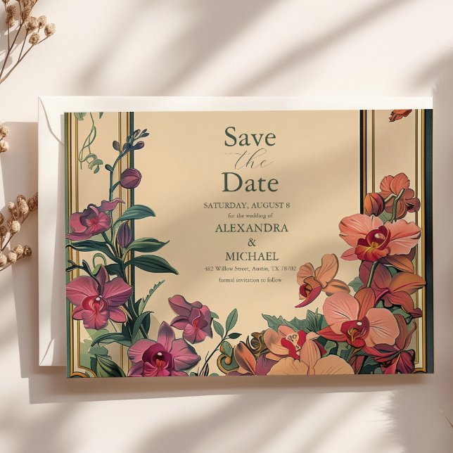 Reserve A Data Arte Nova Clássica Chique Casamento Decorativo (Criador carregado)