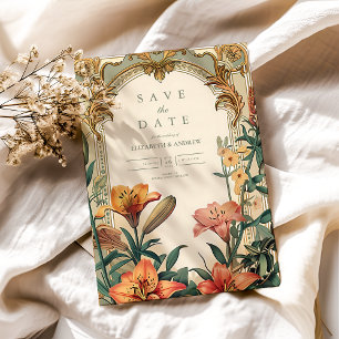 Reserve A Data Arte Nova Lilás Casamento – Design de Moldura Flor