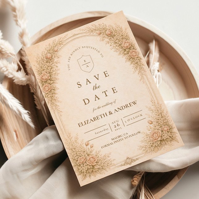 Reserve A Data Arte Refinada Casamento de Flores Silvestres Antig (Criador carregado)