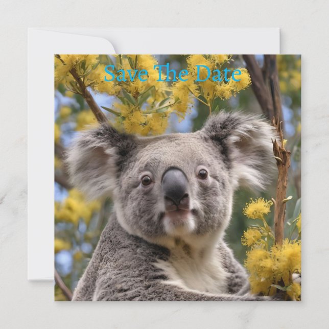 Reserve A Data Árvore De Bovinos Flor Amarelo Com Uma Koala, (Frente)