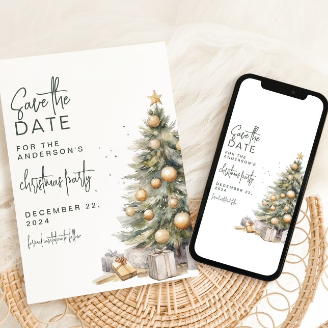 Reserve A Data Árvore de Natal Adorável | Festa de Natal (Criador carregado)