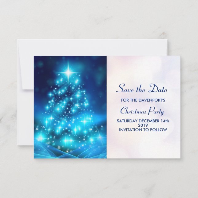 Reserve A Data Árvore de Natal Azul Moderna (Frente)