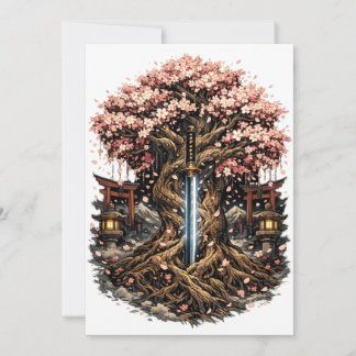 Reserve A Data Árvore Sakura Japonesa & Arte Fantasia Katana