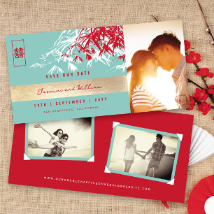 Reserve A Data As folhas de bambu chinesas vermelhas salvar o