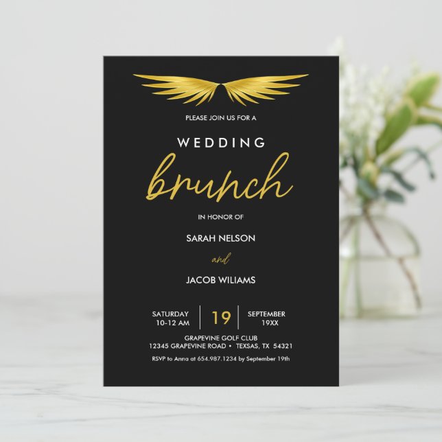 Reserve A Data Asas de Ouro, Brunch Pós-Casamento Preto (Em pé/Frente)