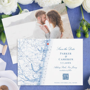 Reserve A Data Asbury Park New Jersey Mapa Elegante do Marinho QR