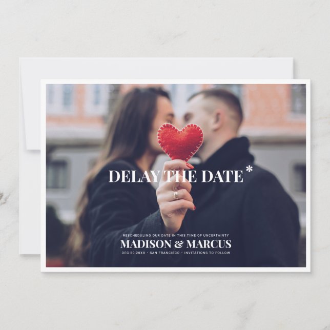 Reserve A Data Atrasar o casamento de fotos personalizadas da dat (Frente)
