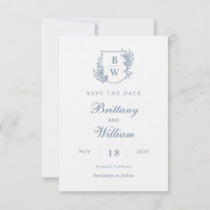 Reserve A Data [AURORA] Vintage Dusty Blue Crest Monograma Casame