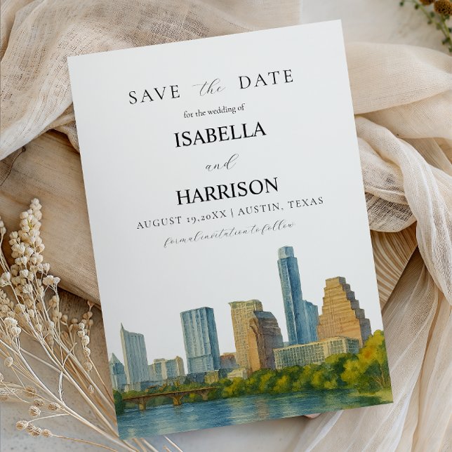 Reserve A Data AUSTIN Texas Save the Date Template (Criador carregado)