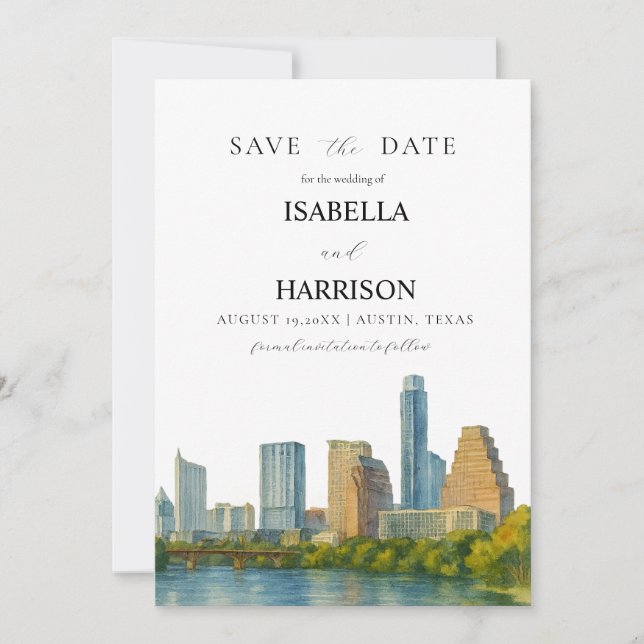 Reserve A Data AUSTIN Texas Save the Date Template (Frente)