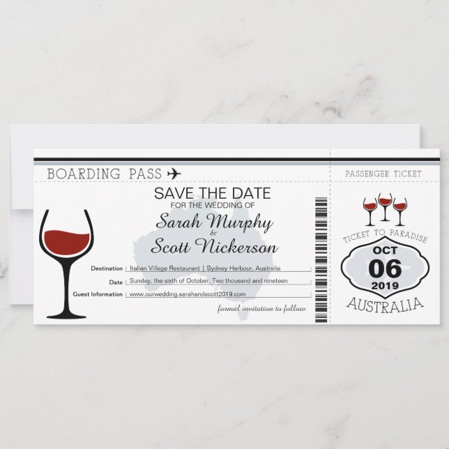 Reserve A Data Austrália Embarque Pass Salvar Data (Frente)