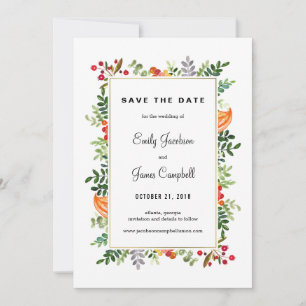 Reserve A Data Autumn Blooms Casamento outono Save The Date Card