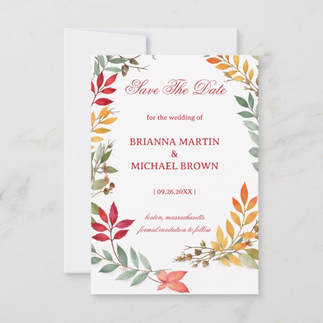 Reserve A Data Autumn Botanical Leaves Frame (Frente)