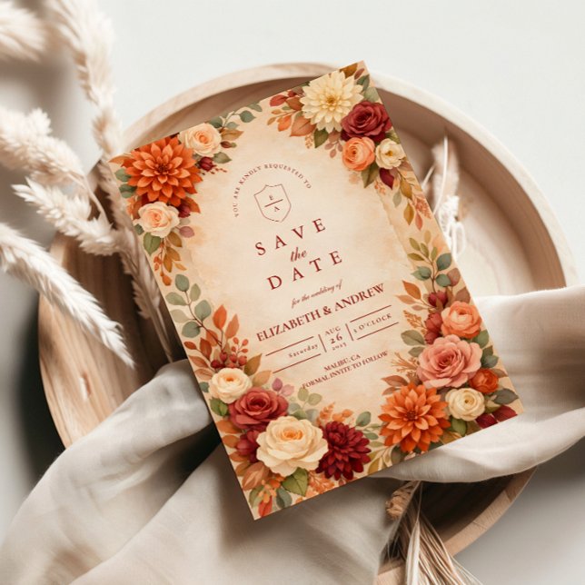 Reserve A Data Autumn Floral Romance Wedding (Criador carregado)