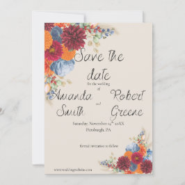 Reserve A Data Autumn Floral Save the Date