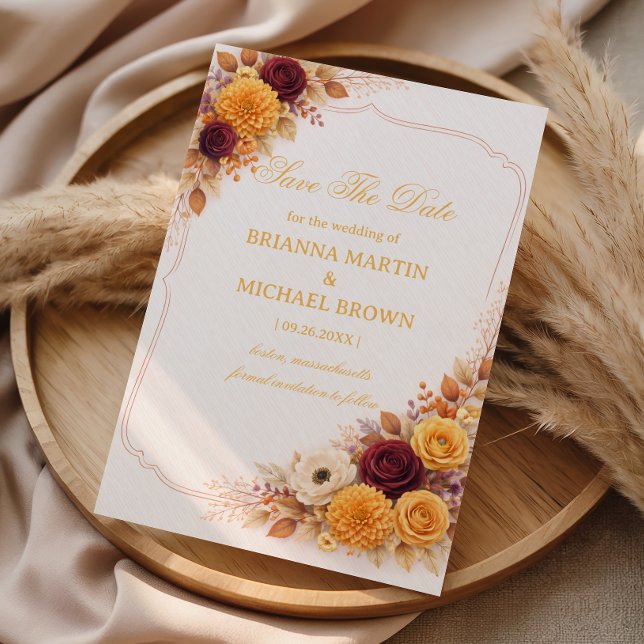 Reserve A Data Autumn Floral Warm Announcement (Criador carregado)