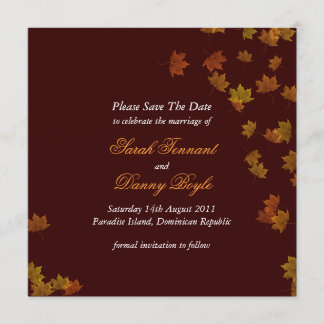 Reserve A Data Autumn Maple Leaf Weding Date - Brown
