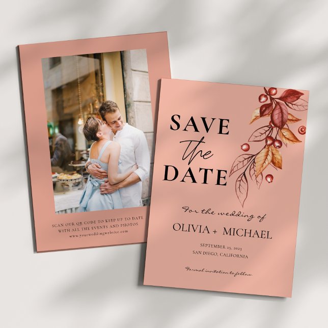 Reserve A Data Autumn Modern Watercolor Terracotta (Criador carregado)