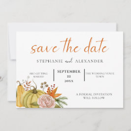 Reserve A Data Autumn Pumpkin Floral Wedding Código QR